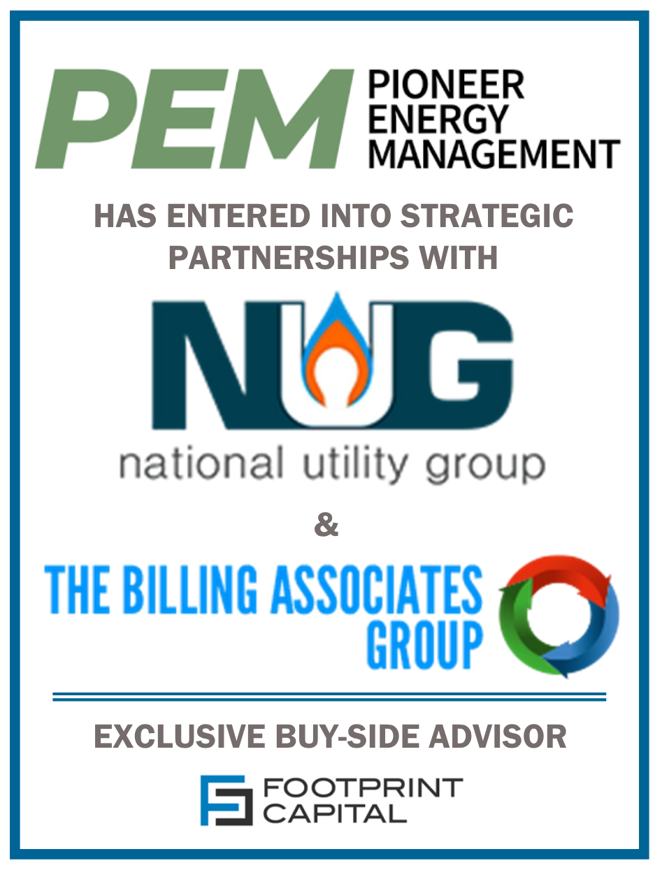 Footprint Capital Advises Pioneer Energy Management in Strategic Partnership with National Utility Group and The Billing Associates Group